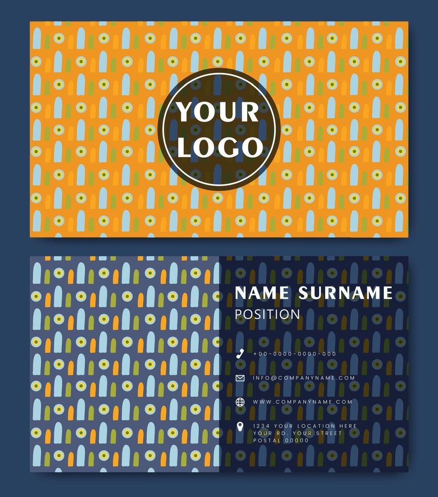 Set of business cards with abstract pattern. Double sided corporate card template vector
