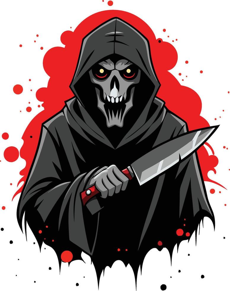Ghost Cloaked In Black With A Hood Obscuring Much vector
