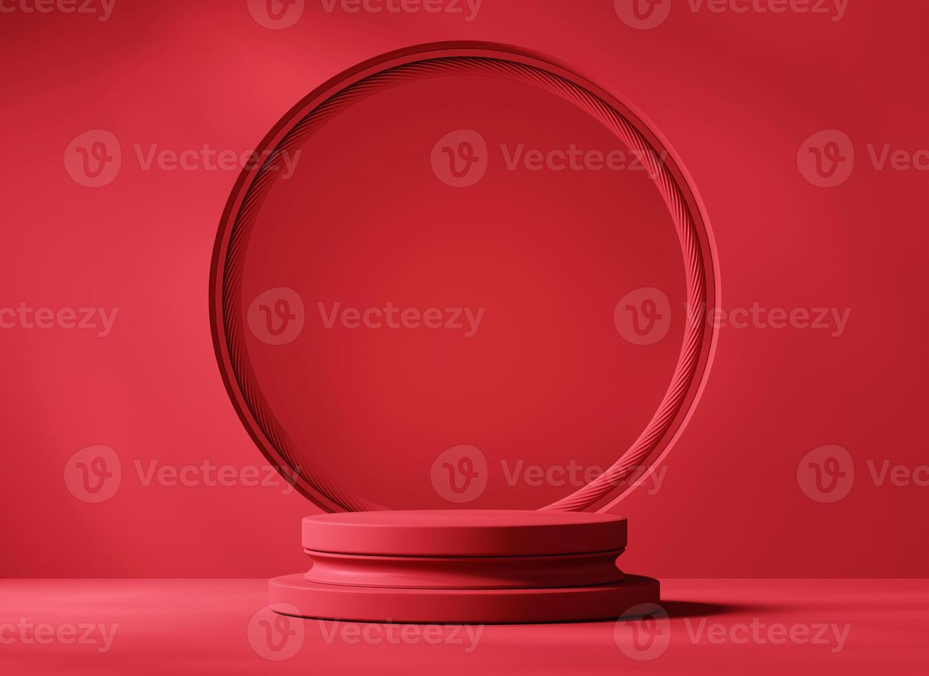 Red cosmetic podium for product display background 3d rendering photo