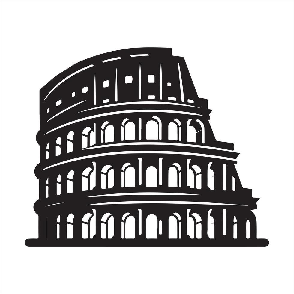 Colosseum icon silhouette on white background vector