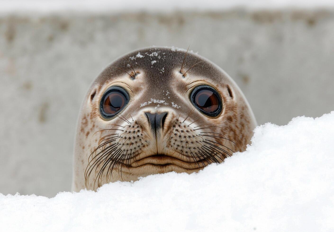 Adorable baby seal in the snow photo