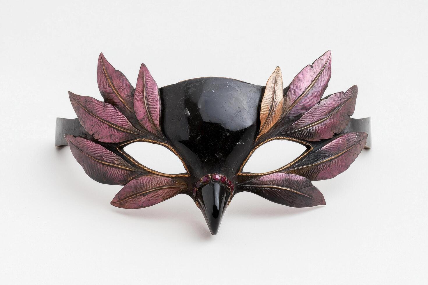 Ornate feathered masquerade mask photo