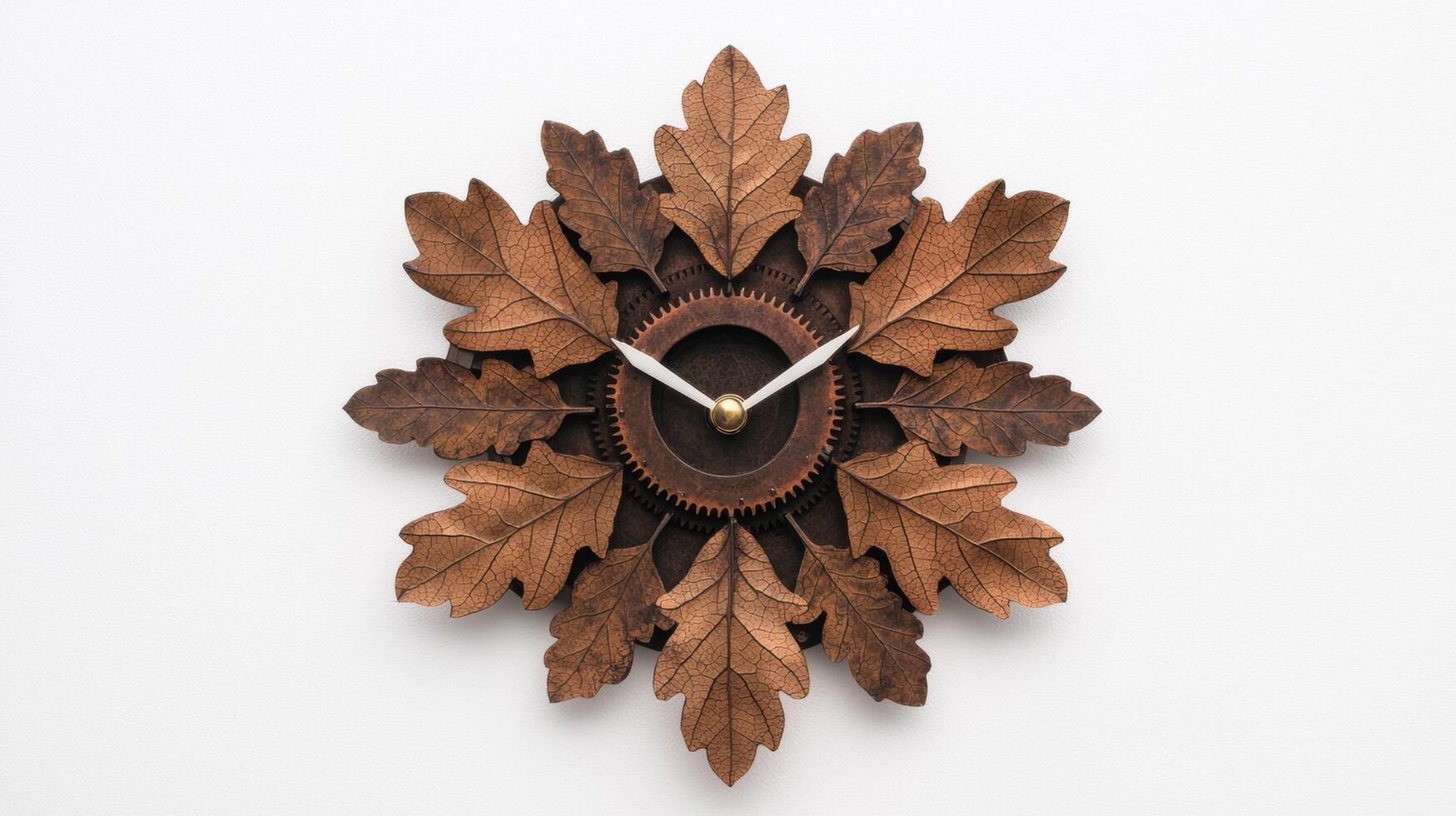 Autumn leaf clock with gears photo
