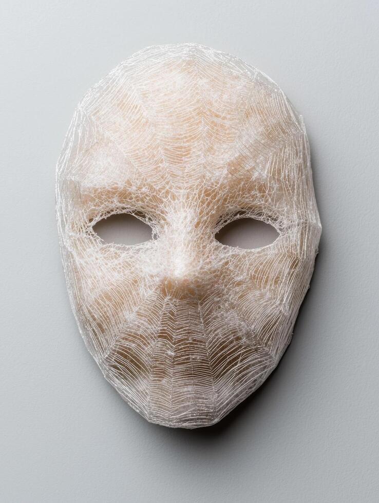Intricate white mask with delicate patterns photo
