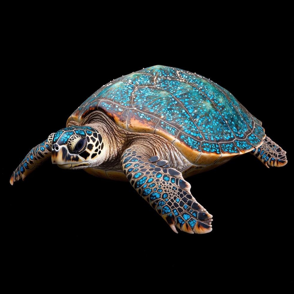 Vibrant sea turtle with intricate shell patterns photo