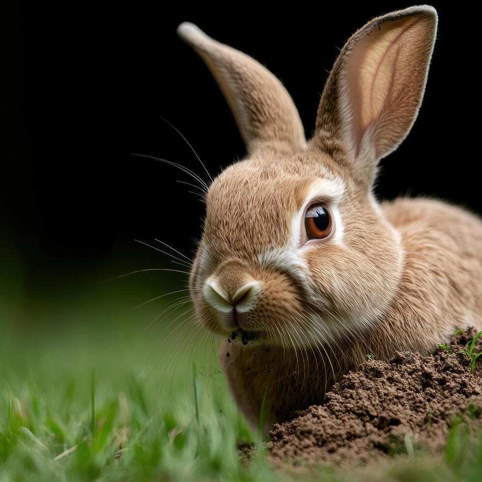 Curious rabbit in the grass photo