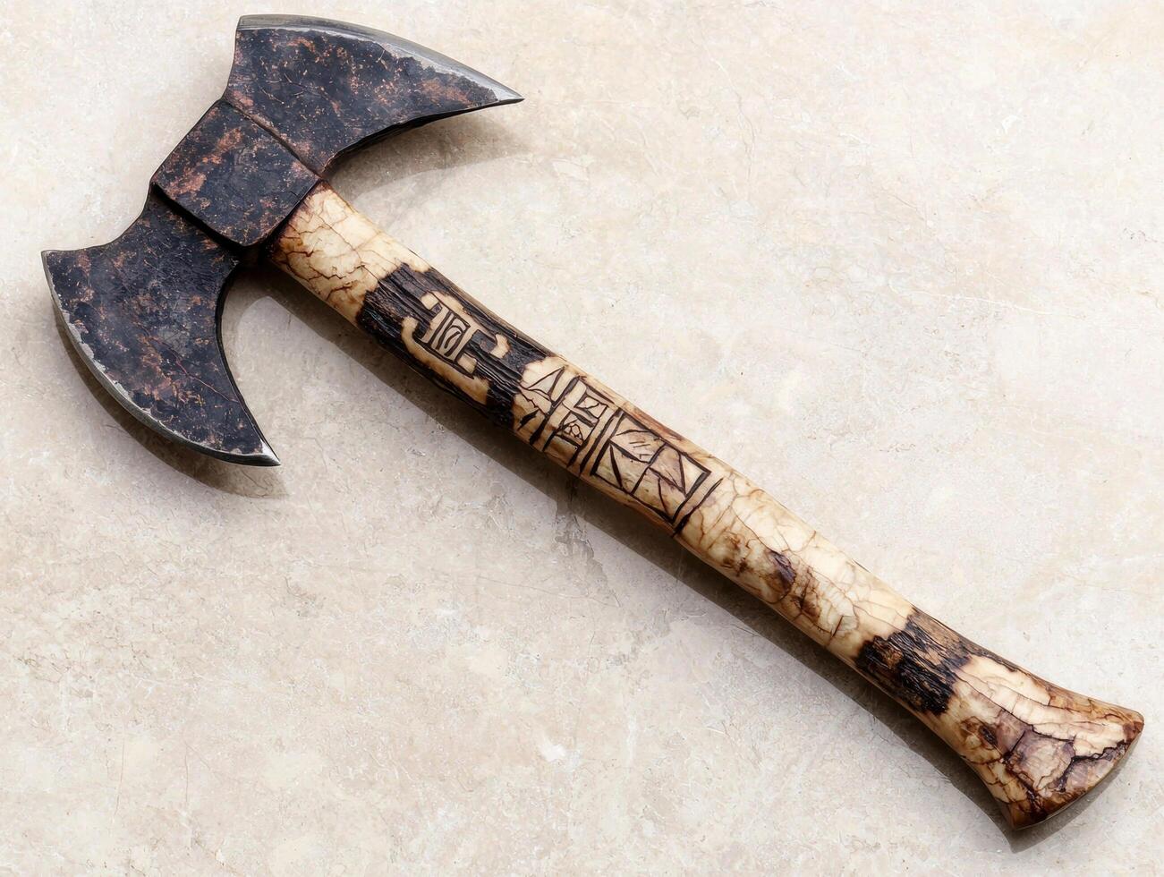 Decorative battle axe with intricate designs photo