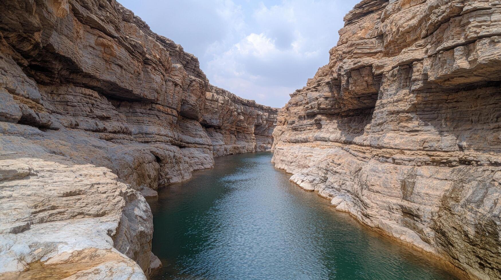 Stunning rocky canyon with turquoise water photo