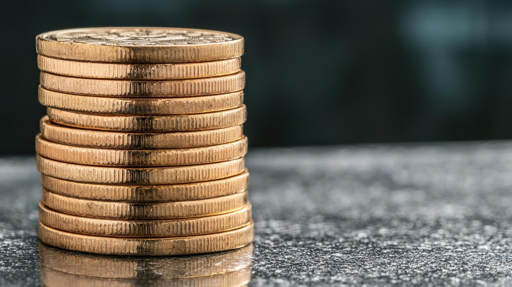 stack of gold coins on dark background photo
