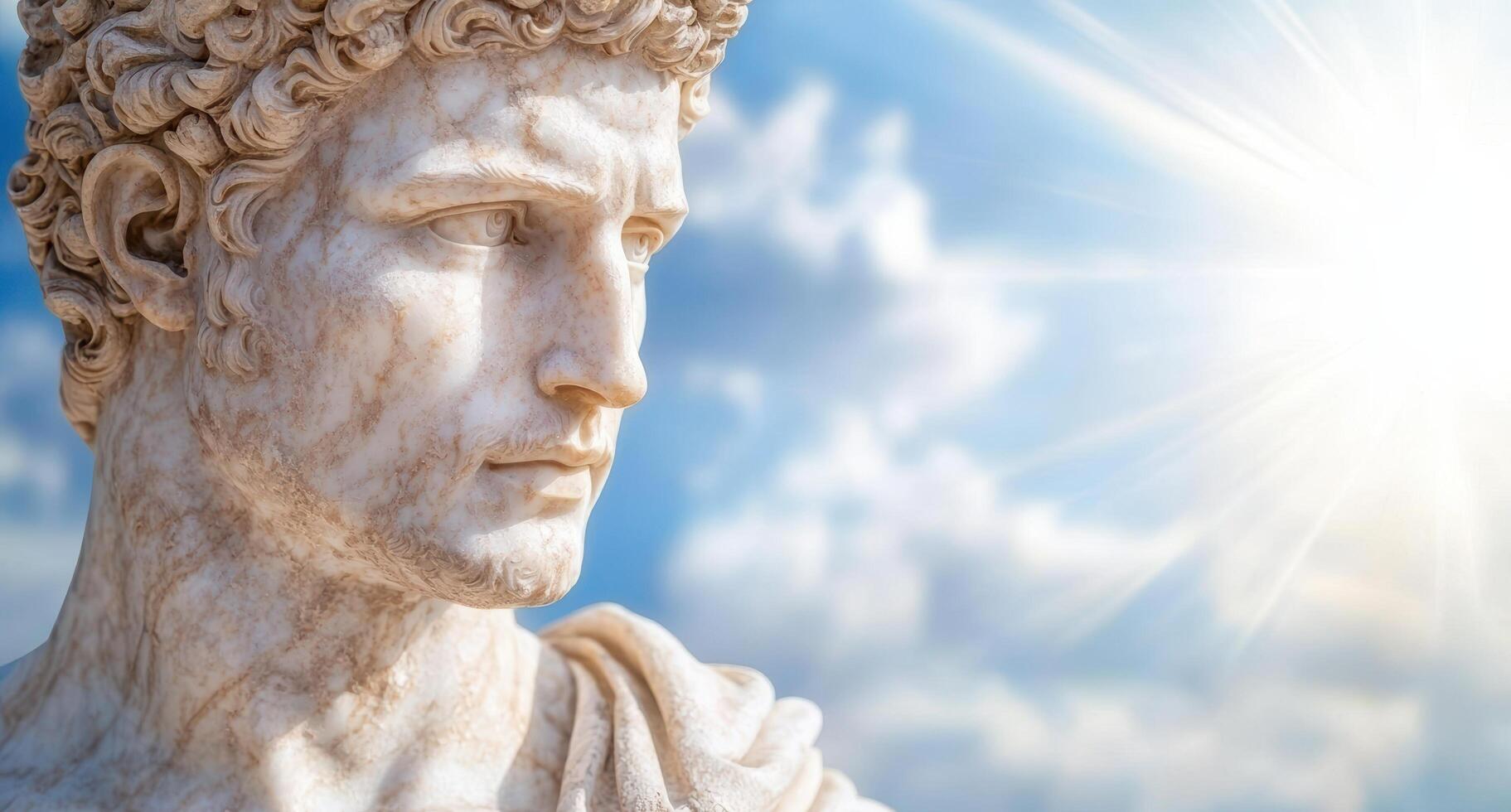 Majestic marble statue against cloudy sky photo