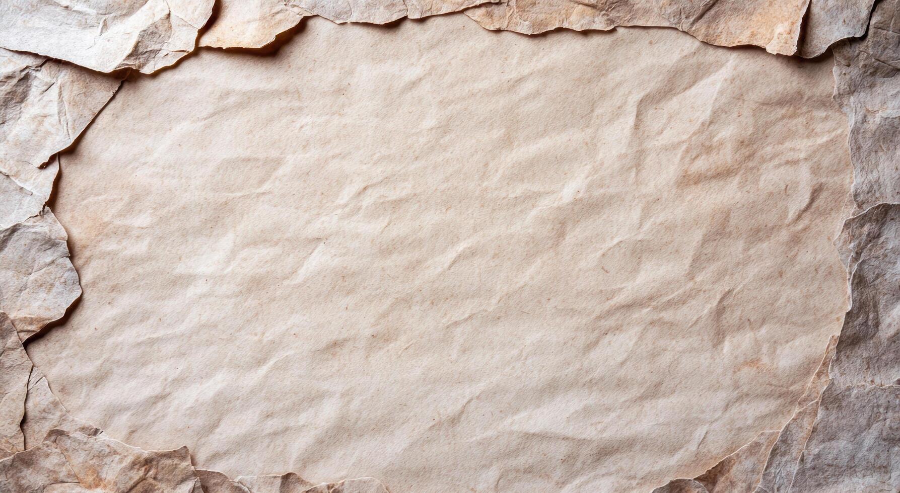 Crumpled brown paper texture background photo