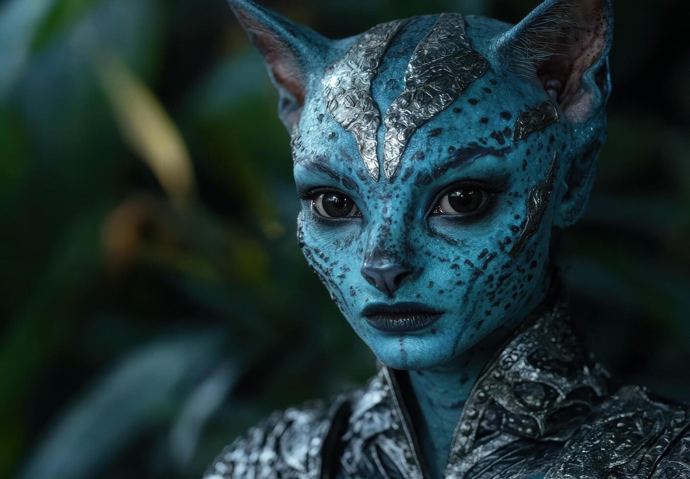 Mysterious alien creature with intricate facial features photo