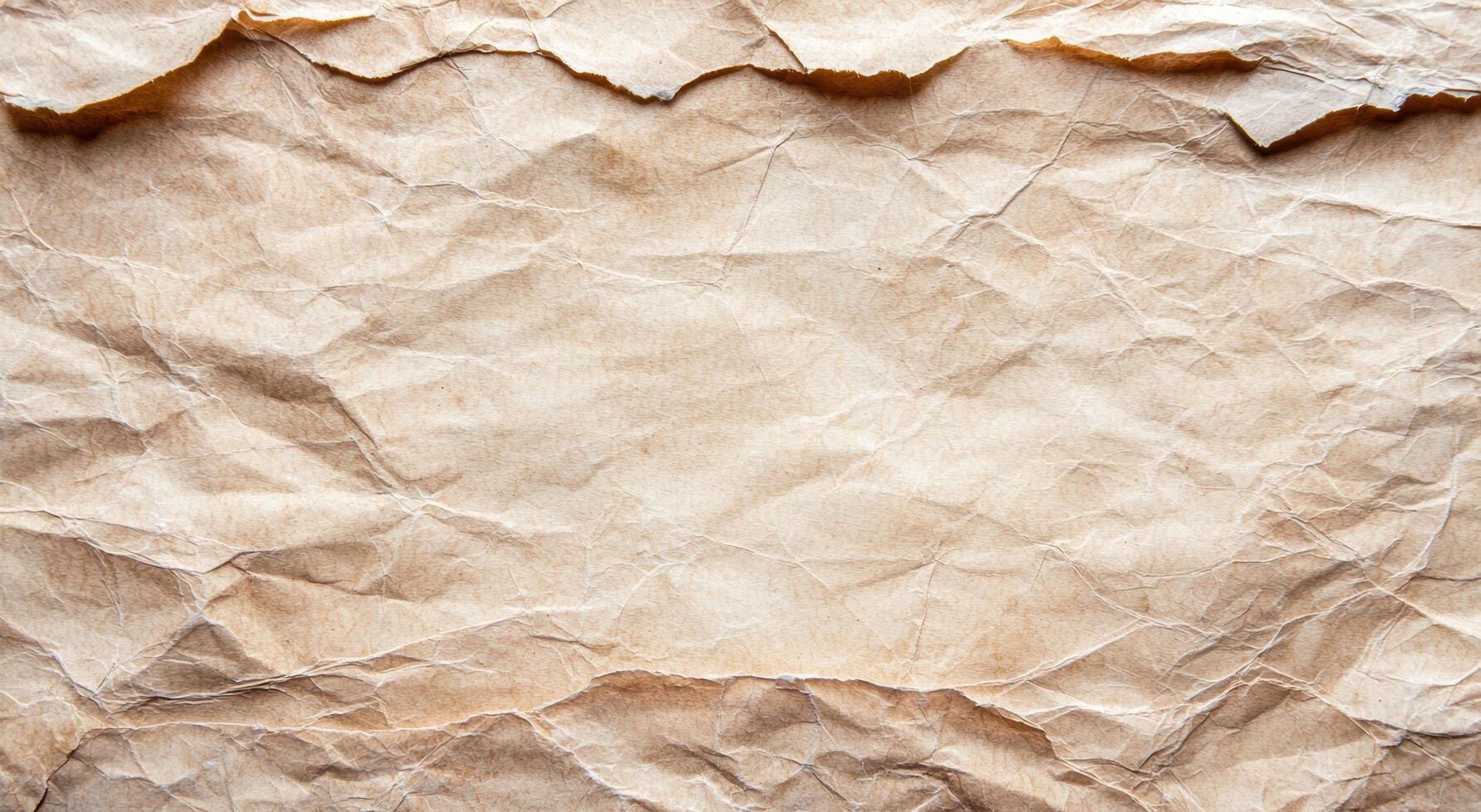 Crumpled brown paper texture background photo
