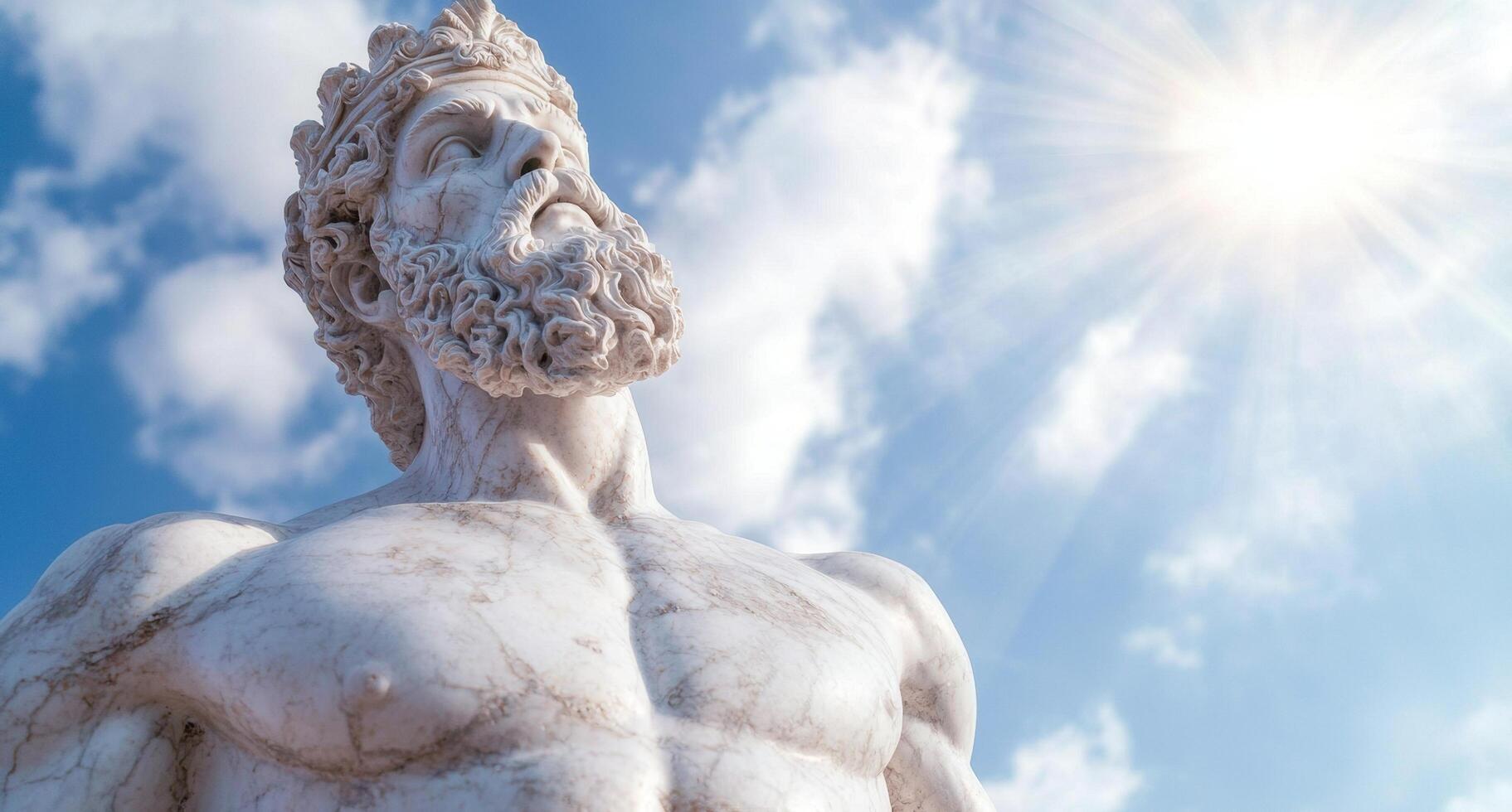 Majestic marble statue against cloudy sky photo