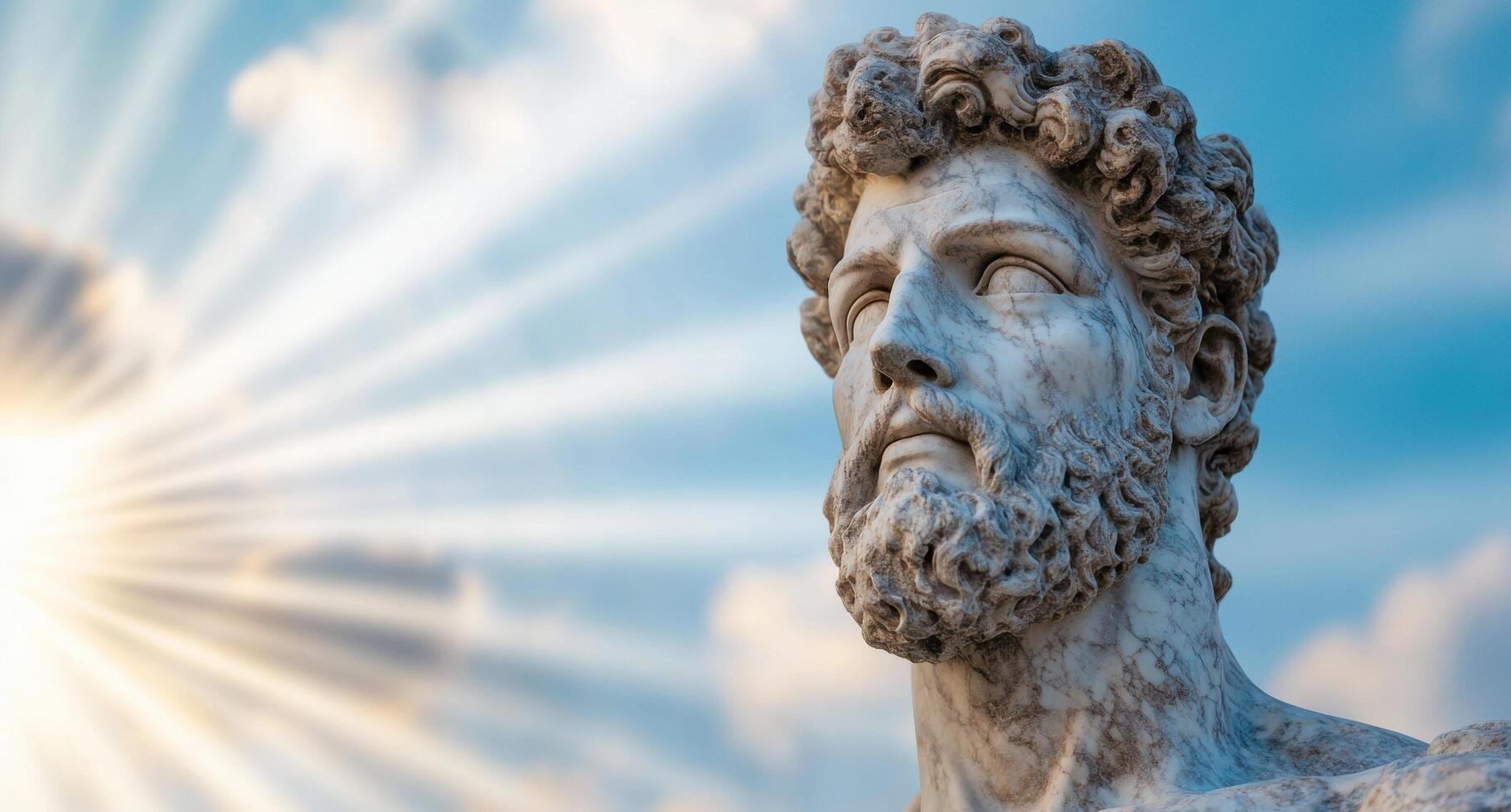 Majestic marble statue against cloudy sky photo