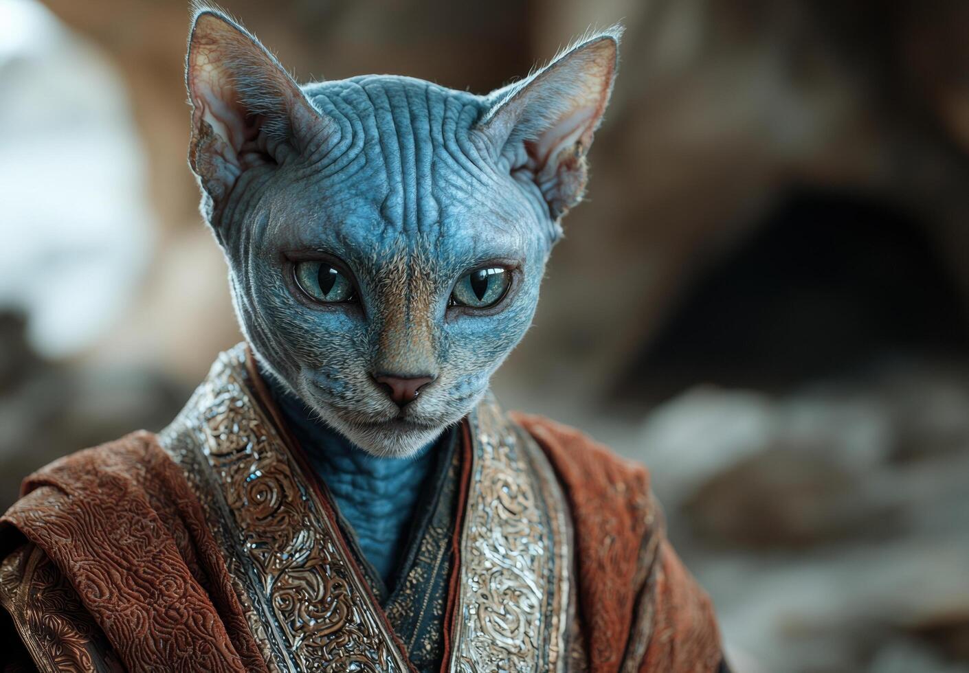 Mystical cat in ornate robes photo