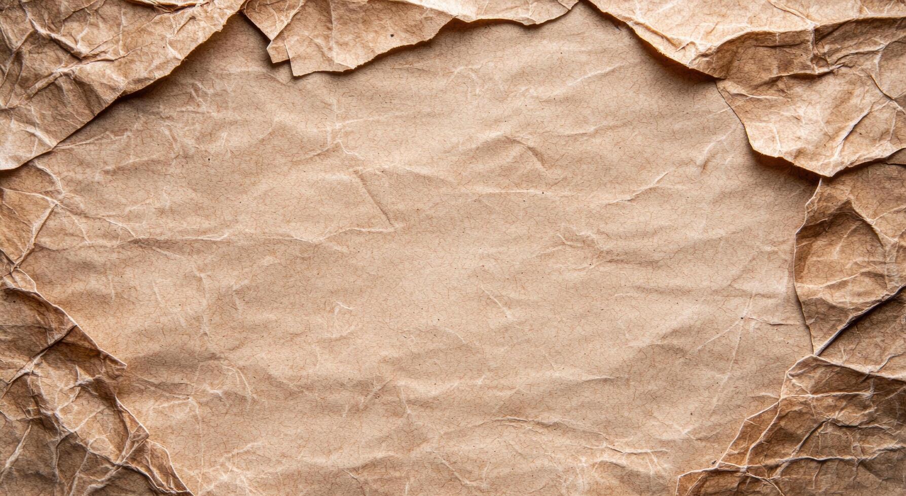 Crumpled brown paper texture background photo