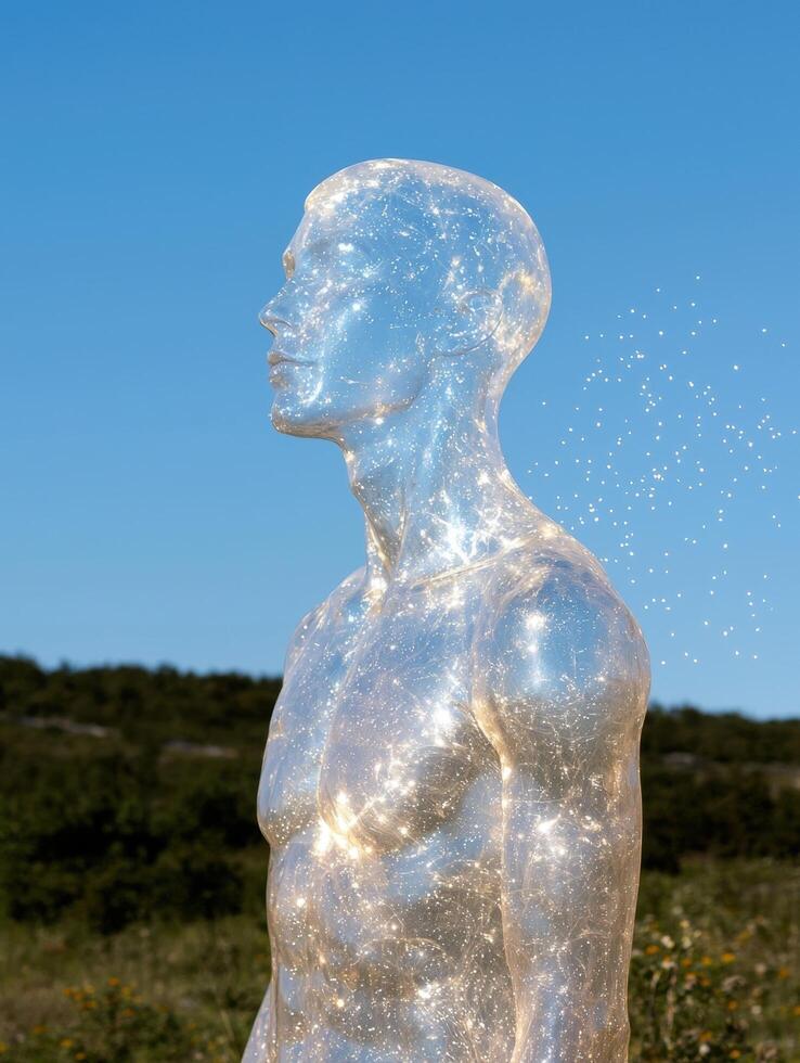 Sparkling crystal figure in nature photo