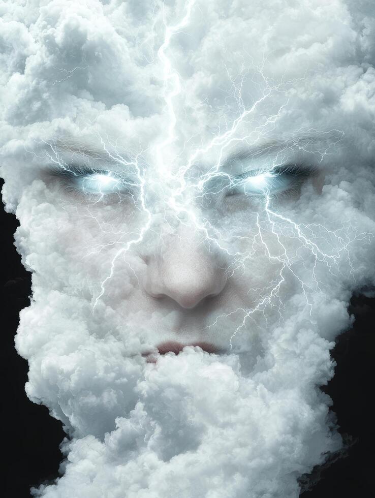 Powerful storm cloud with lightning photo