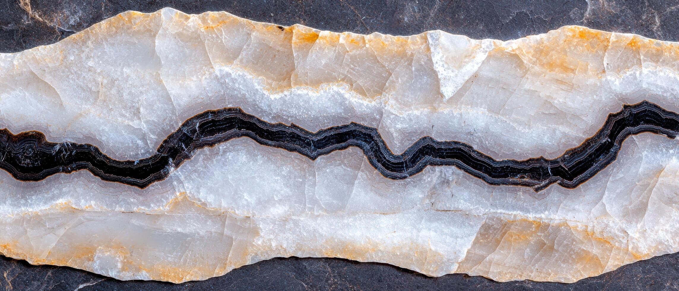 Closeup of natural stone texture with black and white patterns photo