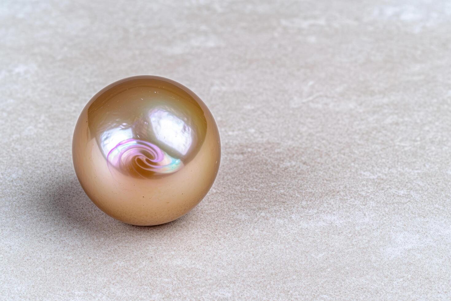Colorful glass marble on sandy surface photo