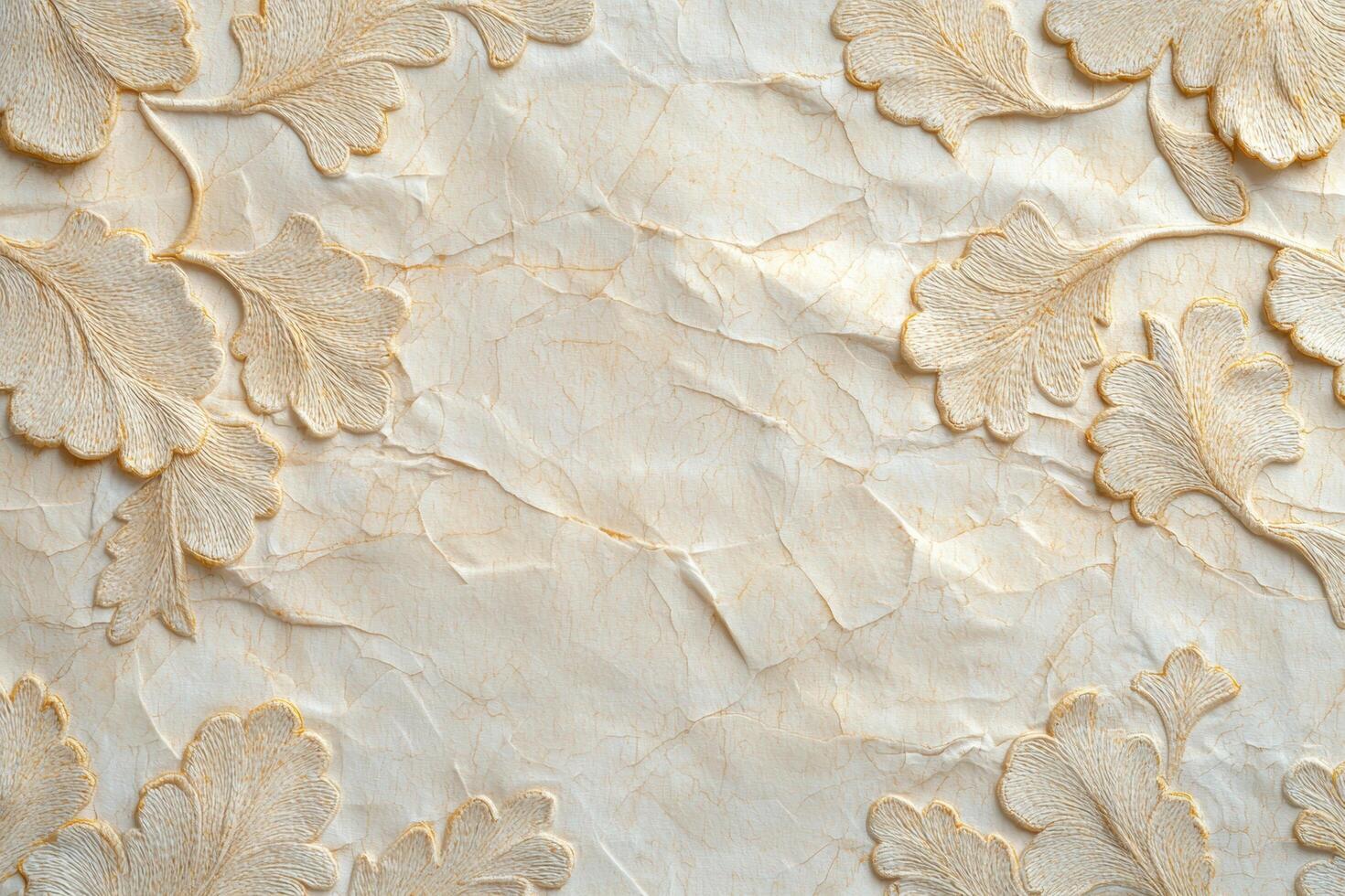 Elegant floral pattern on crumpled paper texture photo