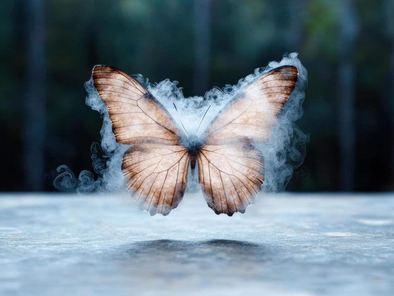 Ethereal butterfly in a misty environment photo