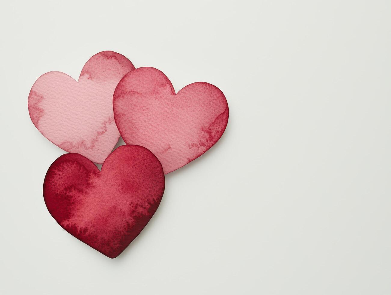 Romantic paper hearts in shades of red photo
