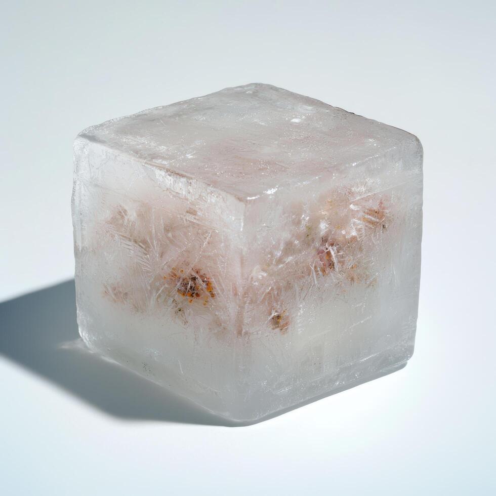 Transparent cube of quartz crystal photo