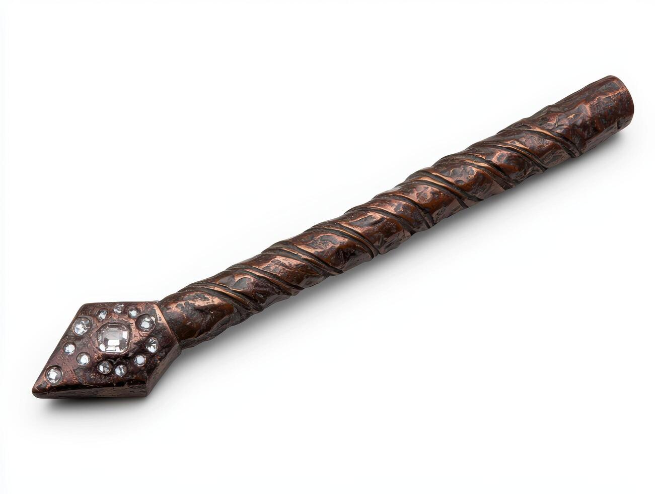 Decorative wooden magic wand with gemstones photo