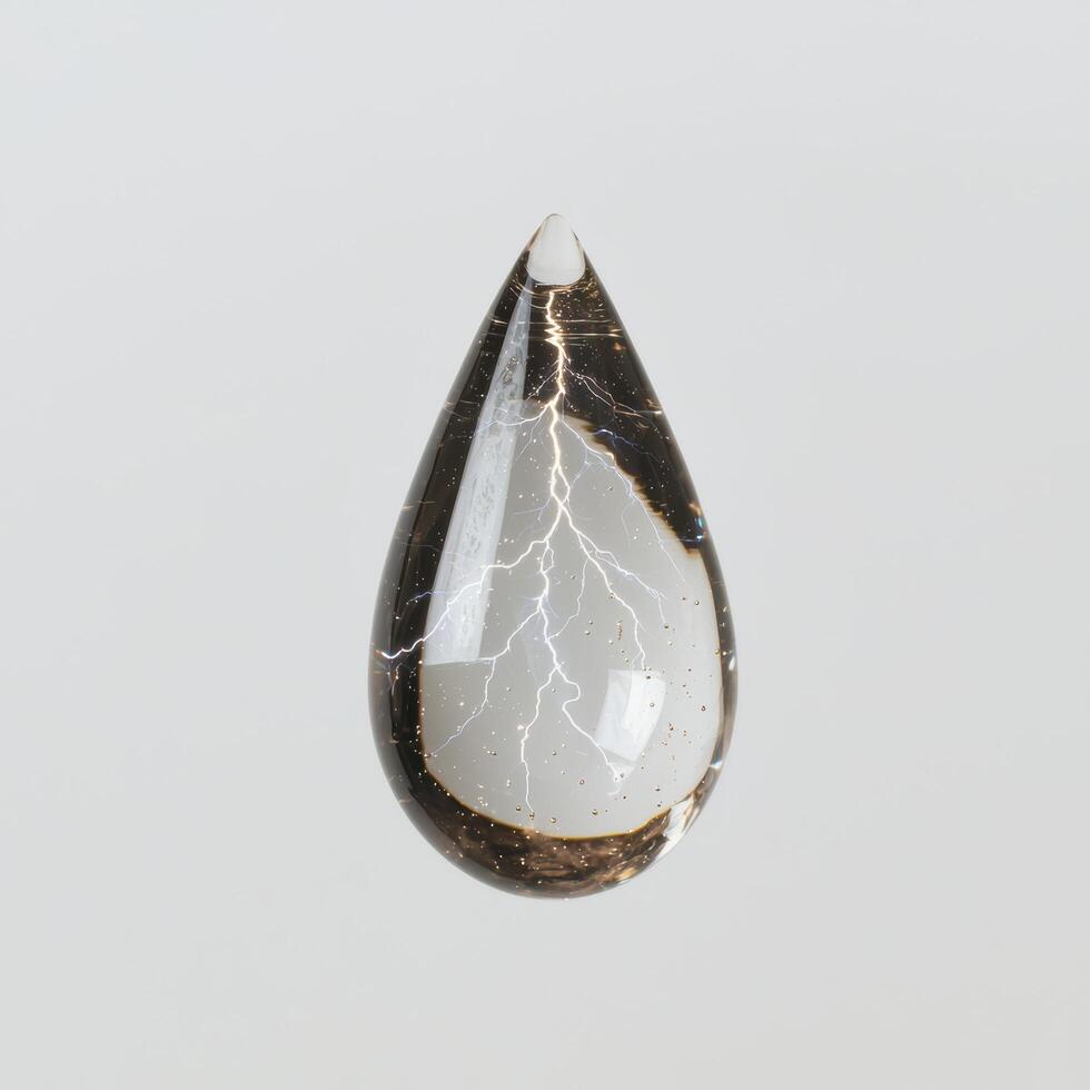 Mystical glass teardrop with lightning bolt design photo