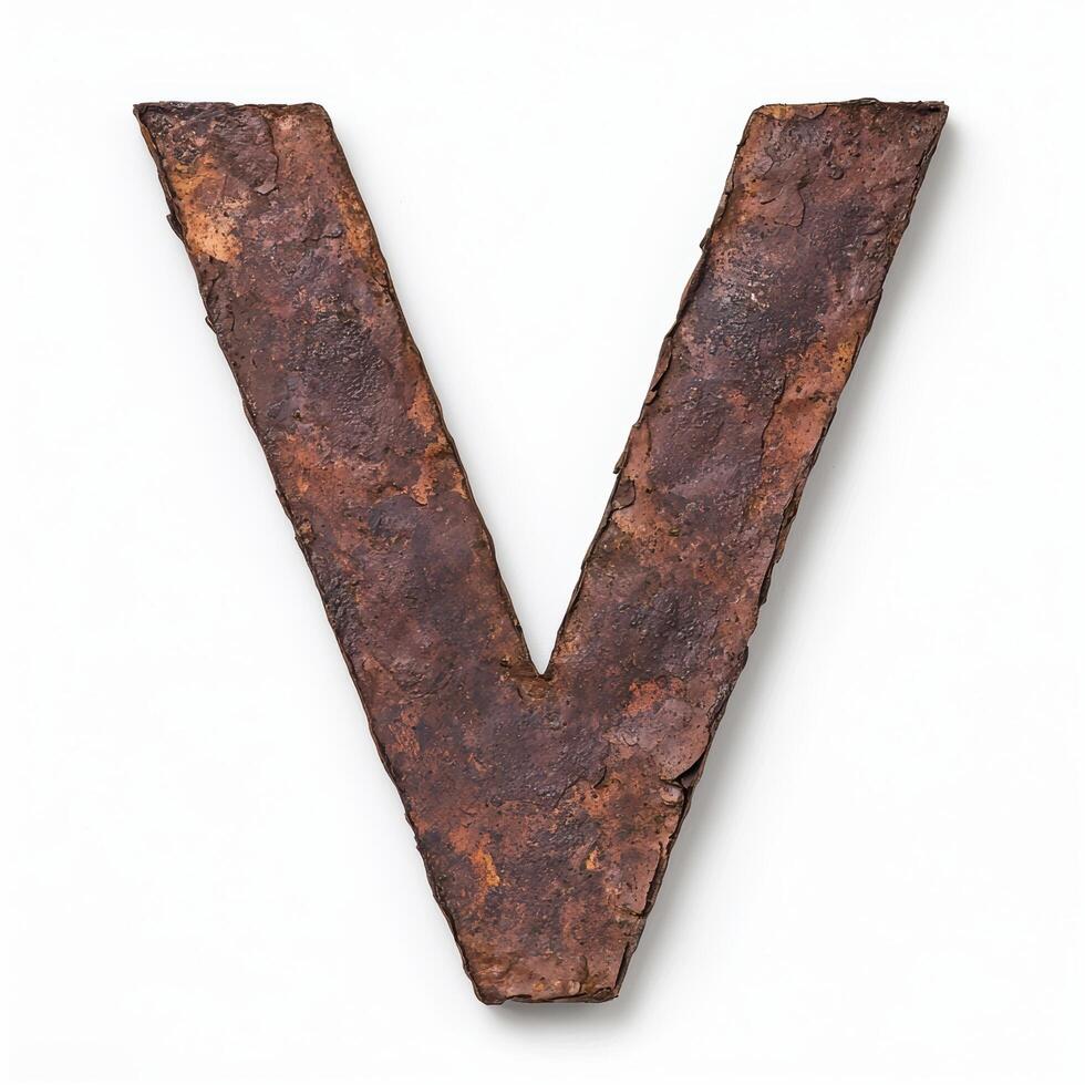 Rusty metal letter v photo