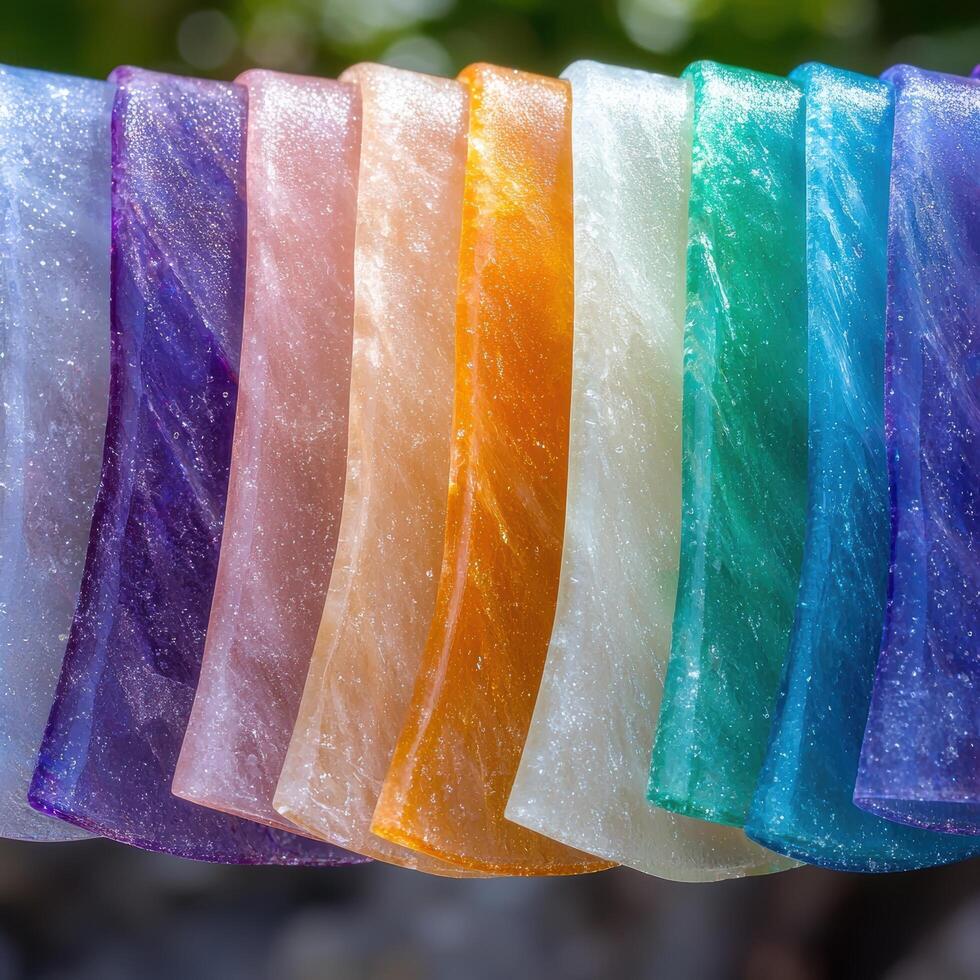 Colorful translucent soap bars photo