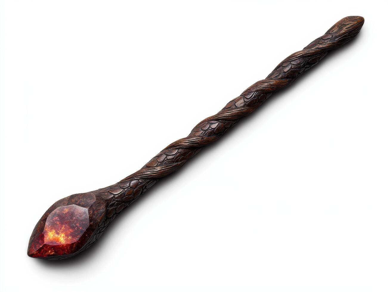 Magical fantasy wand with glowing gemstone photo
