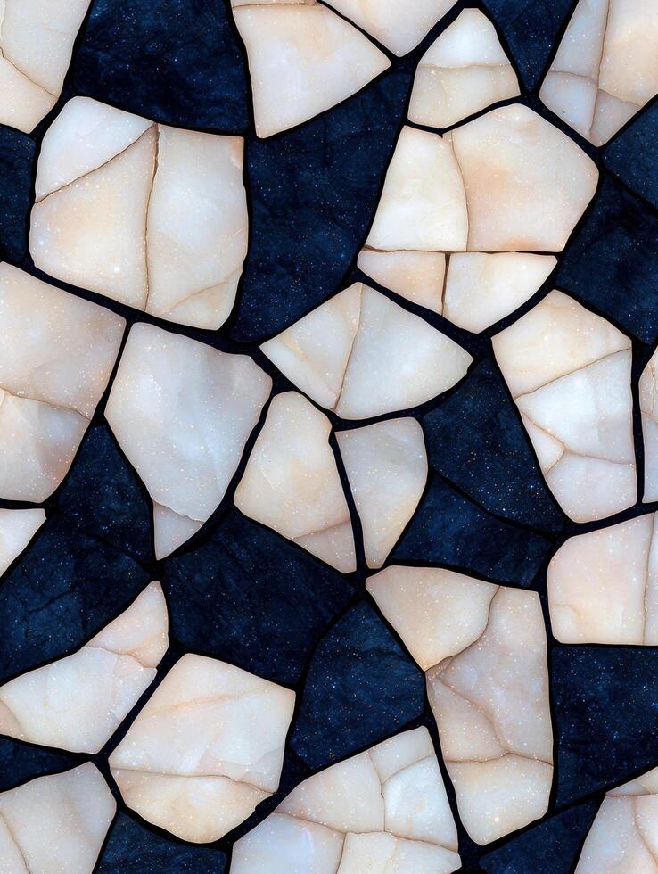 abstract blue and white stone mosaic pattern photo
