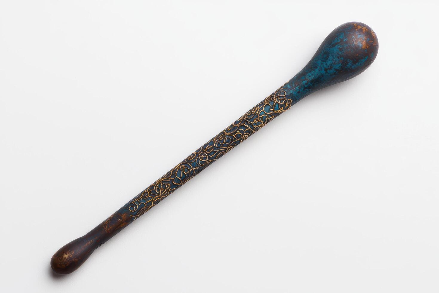 Decorative wooden spoon with intricate floral pattern photo