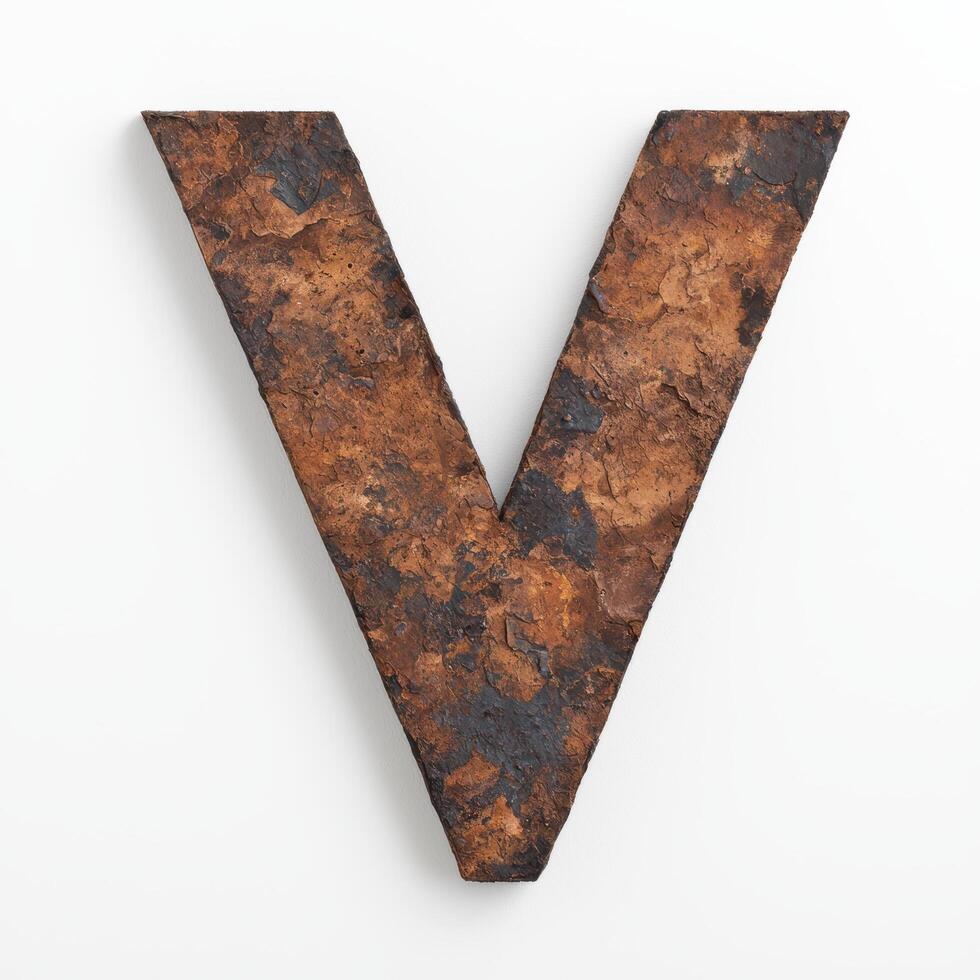 Rustic wooden letter v photo