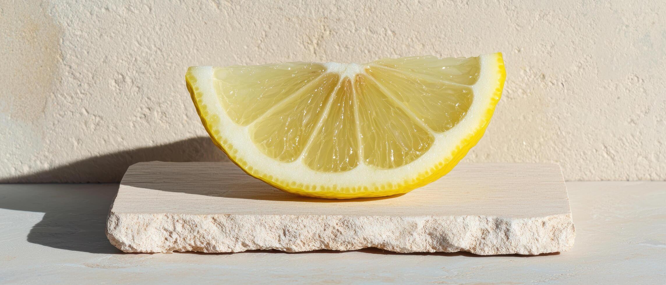 Juicy lemon slice on stone photo