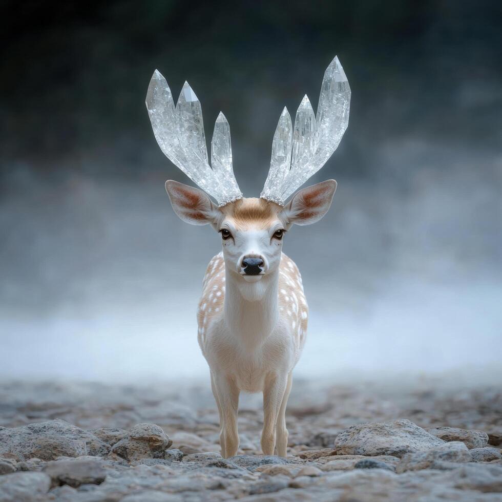 Mystical deer with crystal antlers photo