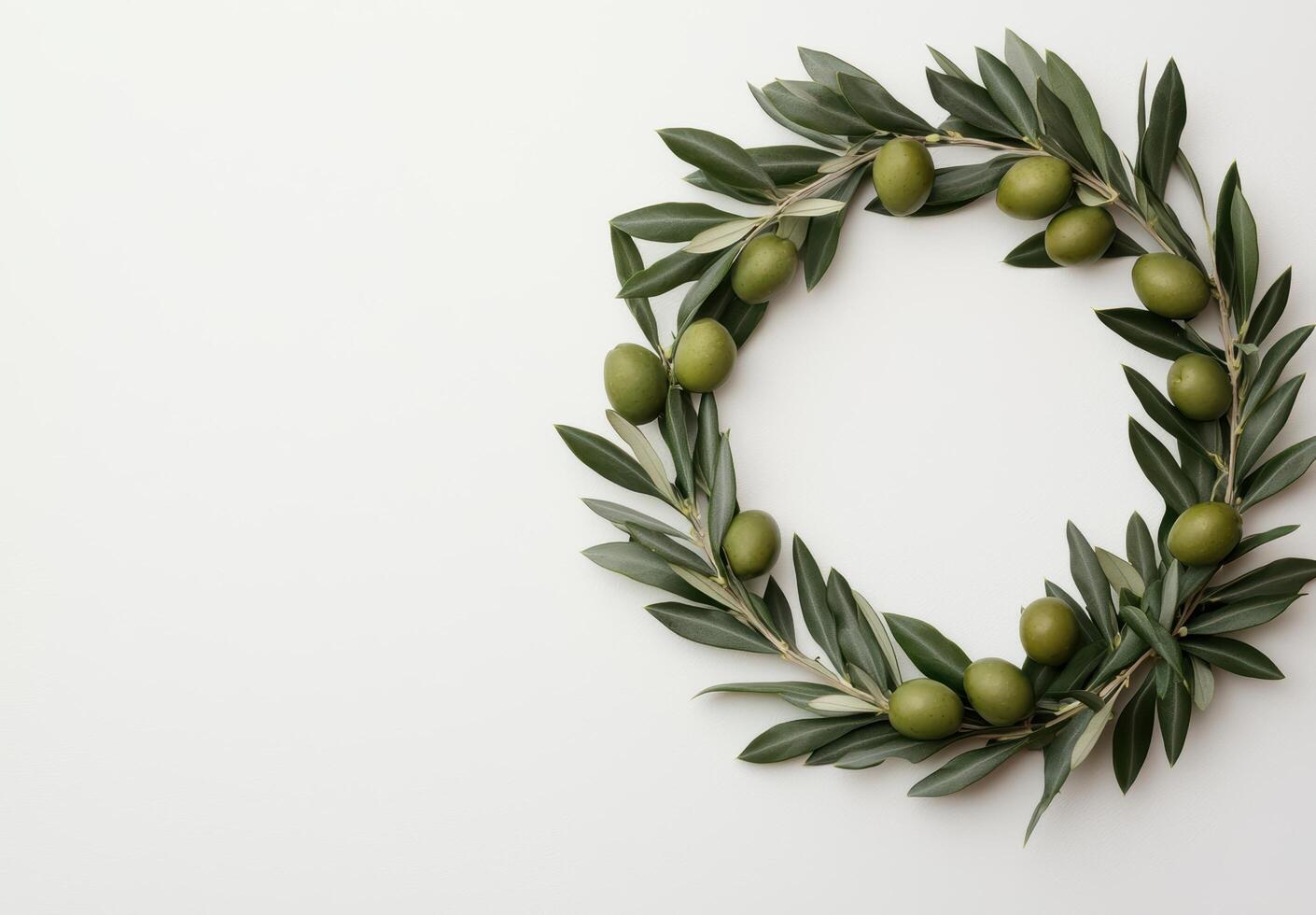 Olive wreath on white background photo