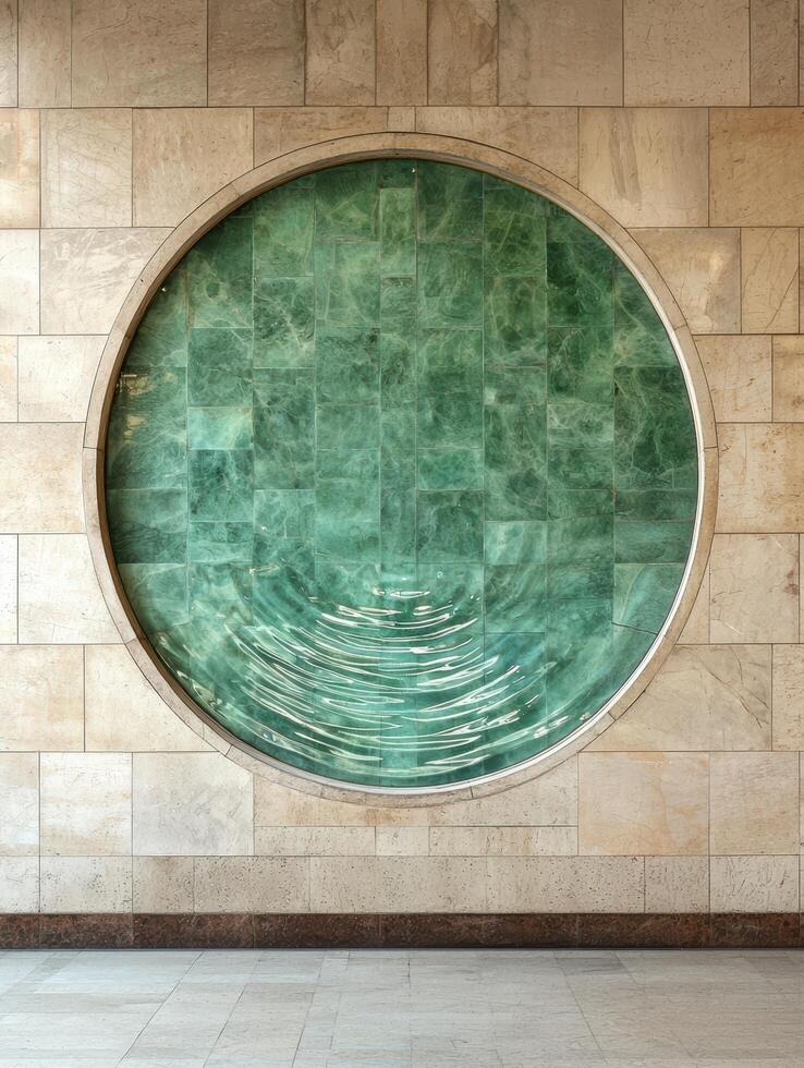 Circular green marble wall feature photo