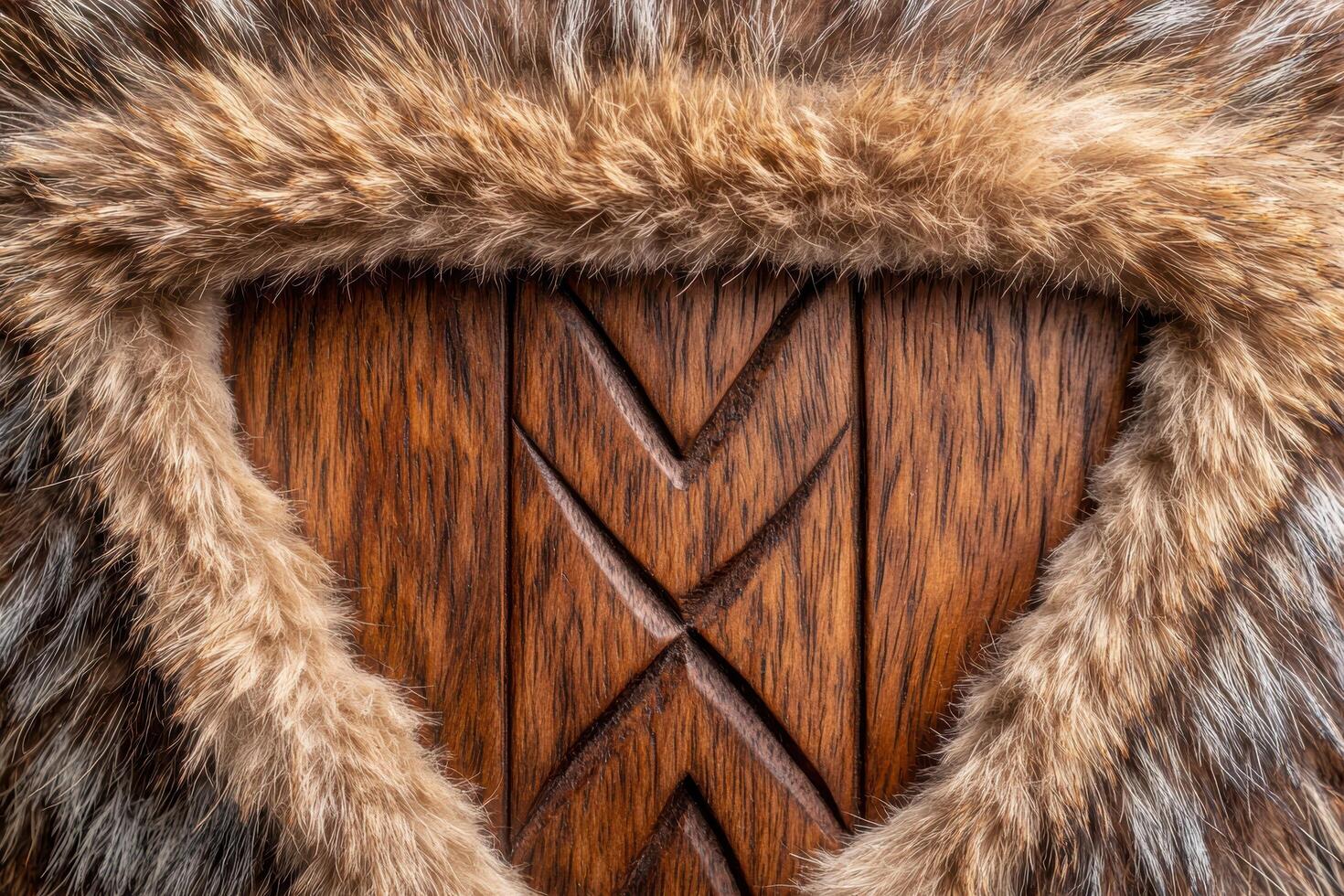 Closeup of a fur lined wooden surface with a geometric pattern photo