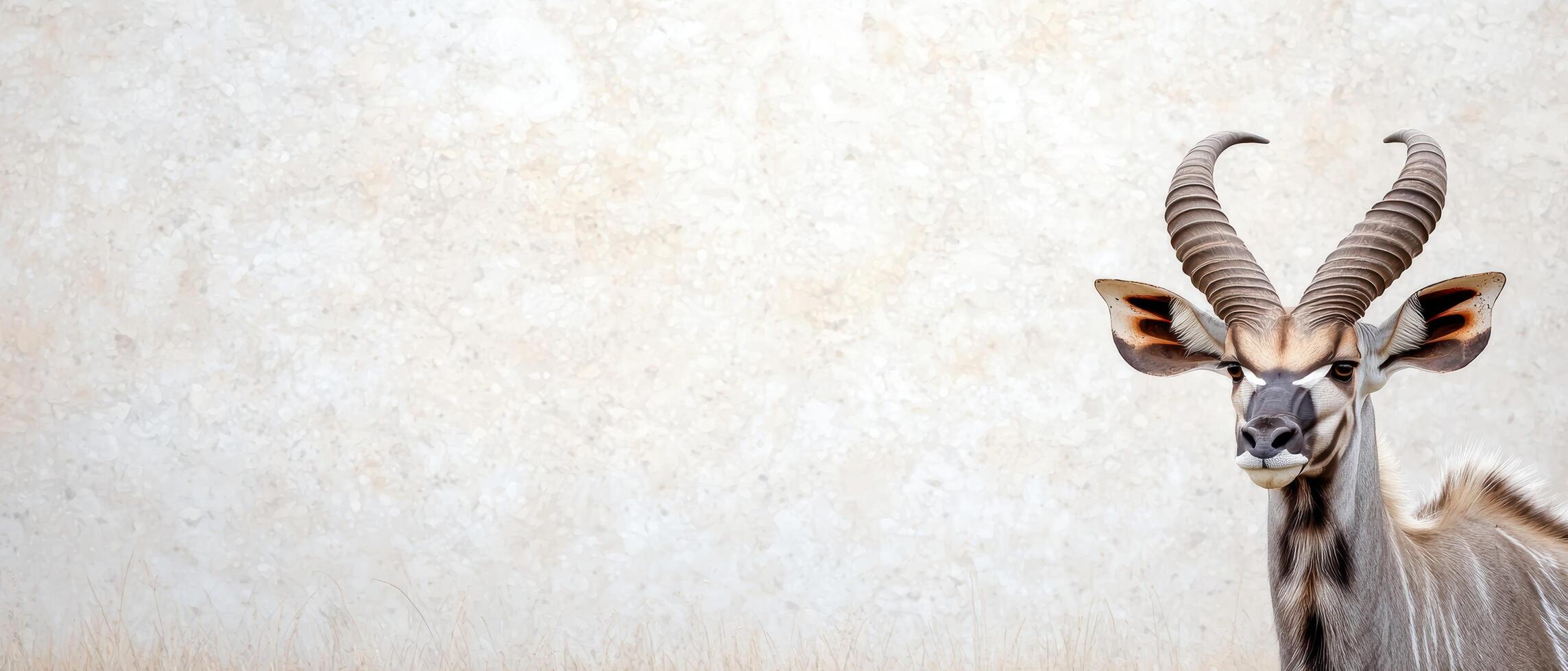 close up of an antelope with large horns photo