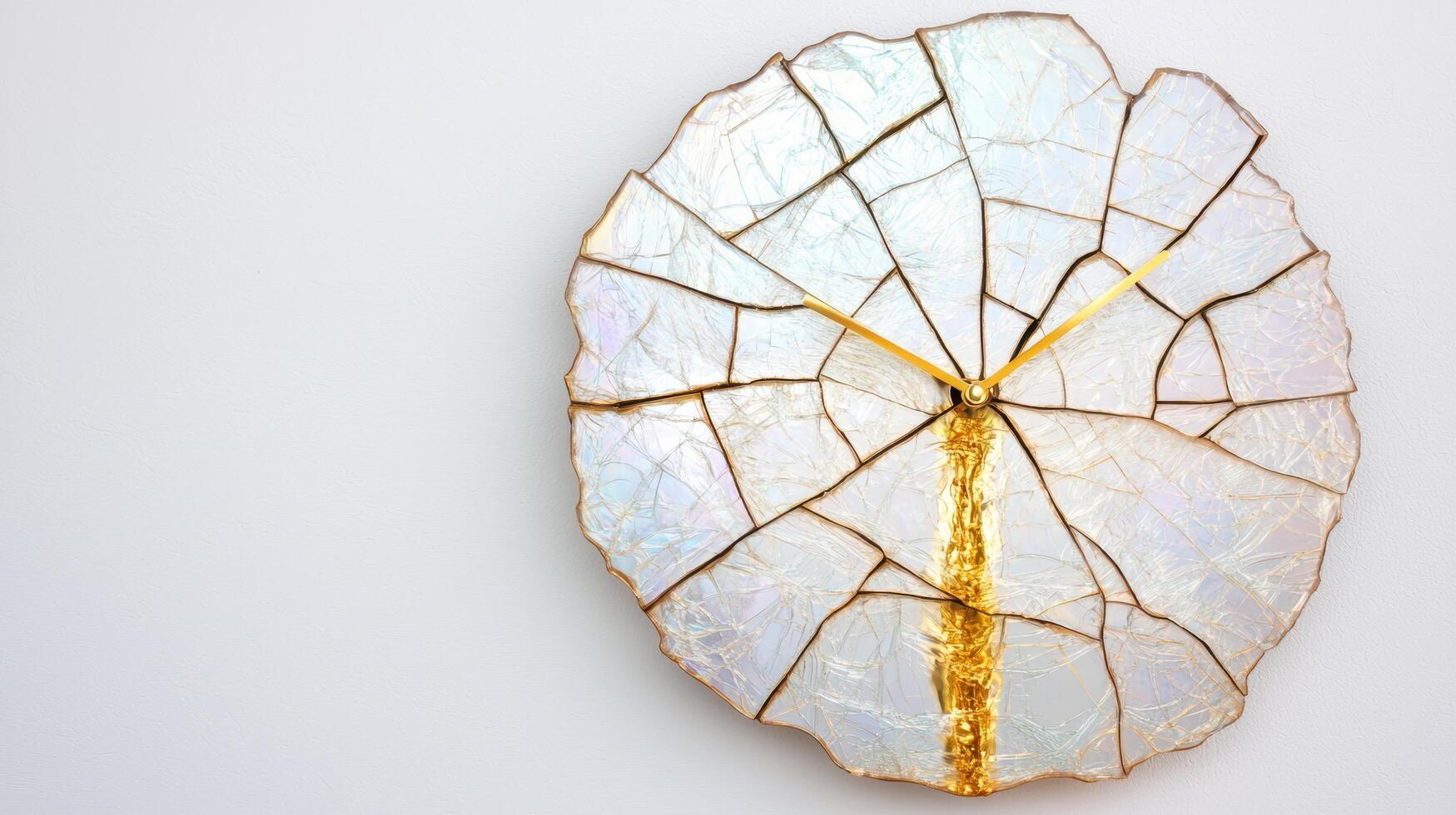 abstract broken glass clock design photo