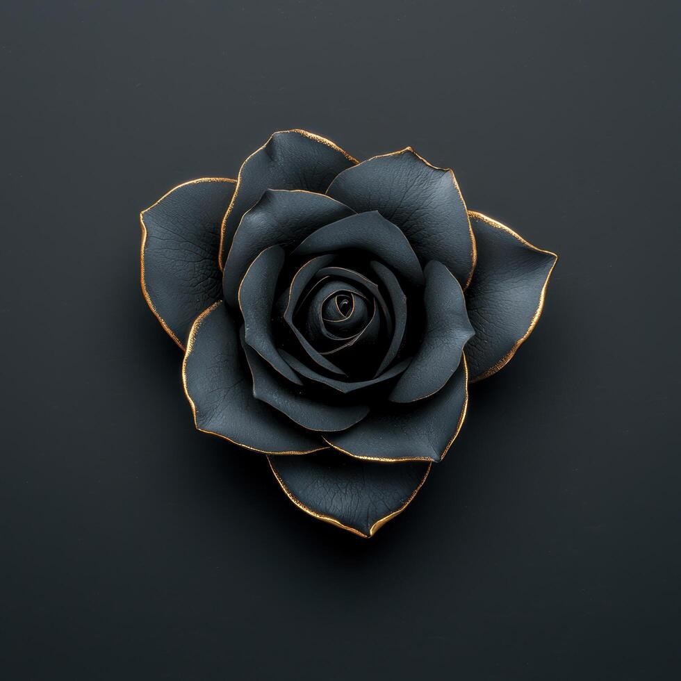 Elegant black rose with golden edges photo