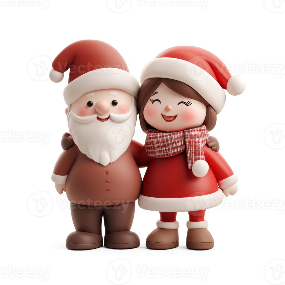 Happy couple celebrating christmas 3D icon isolate on transparent background png