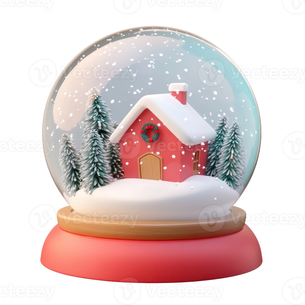 Christmas Snow globe 3D icon cartoon round edges isolate on transparent background png