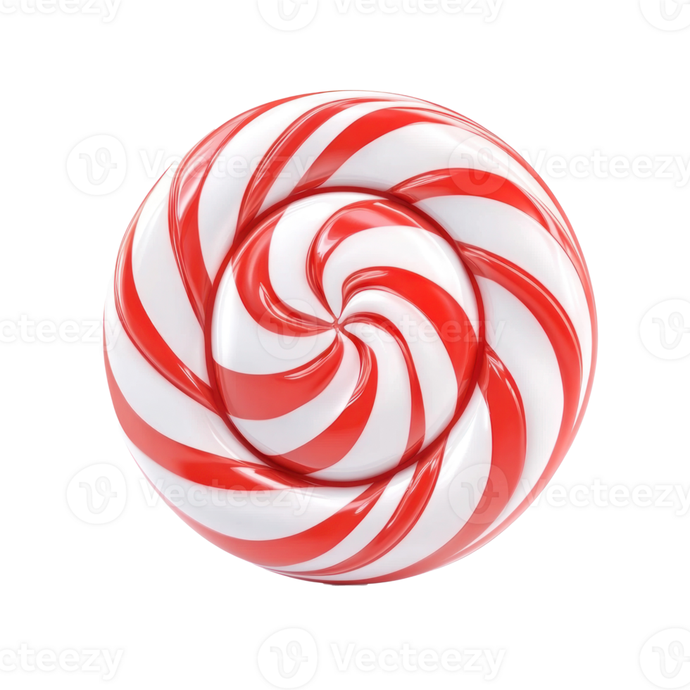 Peppermint swirl candy 3D icon cartoon smooth soft light isolate on transparent background png