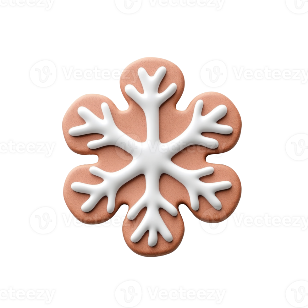 Gingerbread snowflake 3D icon isolate on transparent background png