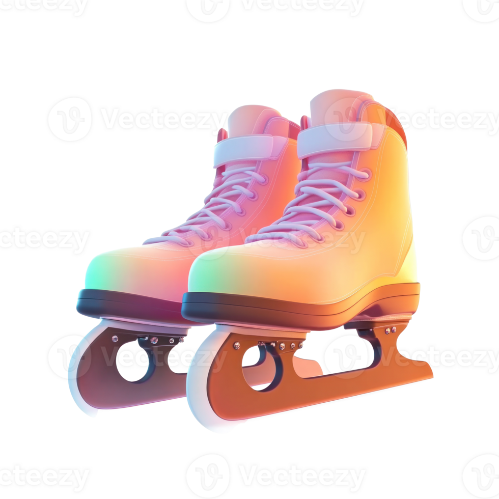 Ice skates 3D icon cartoon smooth soft light isolate on transparent background png